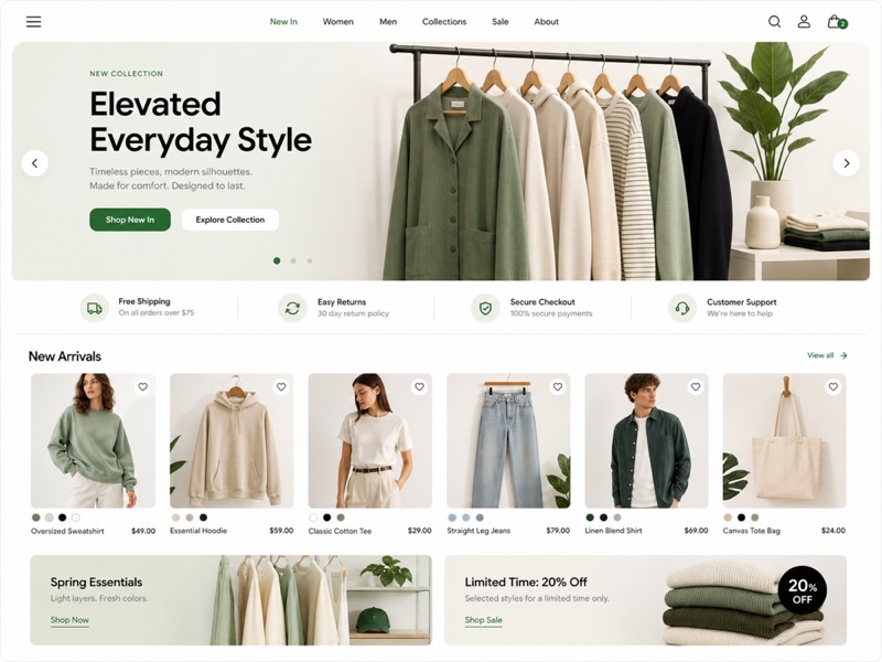 Clothing online store preview